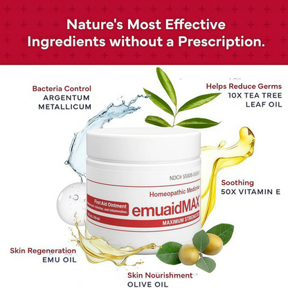 emuaid EMUAIDMAX Ointment for Itchy Skin, Maximum Strength Treatment for Athlete's Foot, Psoriasis, Jock Itch, Rash, Eczema, Cold Sores, Blisters, and Yeast Infection 2oz